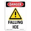 Signmission OSHA Danger Sign, Falling Ice, 10in X 7in Decal, 7" W, 10" H, Portrait, Falling Ice OS-DS-D-710-V-1230